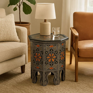 mesa árabe octogonal naranja escenario