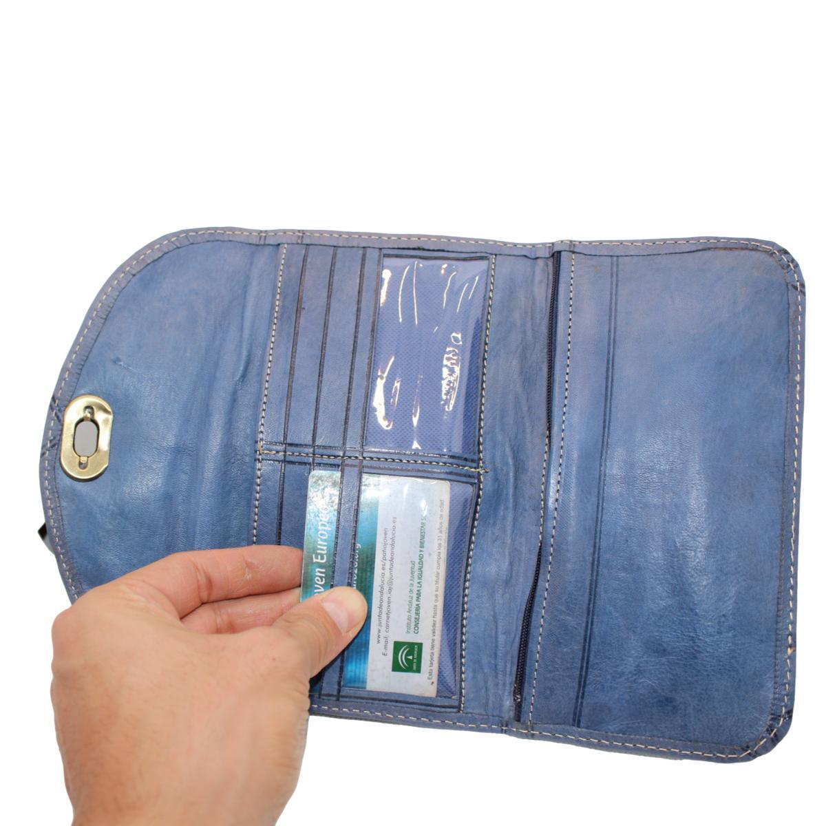 Monedero marroquí de cuero natural con asa - Varios colores